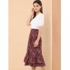 imageAllegra K Womens Printed Skirt 2025 Weekend Trendy Summer Chiffon Ruffle Tiered Flowy Midi SkirtsWine Redfloral
