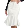 imageAllegra K Denim Jean Skirt for Womens High Waist Bodycon Ruffles Fishtail SkirtsWhite