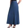 imageAllegra K Long Pleated Skirt for Womens Elastic High Waist with Belt Swing Aline Work Maxi SkirtNavy Blue