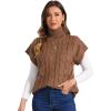 imageAllegra K Womens Casual Turtleneck Sweaters Mock Neck Twist Sleeveless Vests Knit Pullover Sweater VestBrown