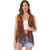 imageAllegra K Womens Fringe Vest Open Front Western 70s Outfits Faux Suede Tassel CardiganDark Khaki