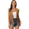imageAllegra K Womens Fringe Vest Open Front Western 70s Outfits Faux Suede Tassel CardiganYellow