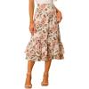 imageAllegra K Womens Printed Skirt 2025 Weekend Trendy Summer Chiffon Ruffle Tiered Flowy Midi SkirtsBeige Pinkfloral