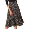 imageAllegra K Womens Printed Skirt 2025 Weekend Trendy Summer Chiffon Ruffle Tiered Flowy Midi SkirtsBlackfloral