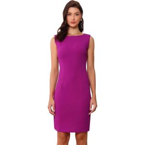 imageAllegra K Sleeveless Sheath Dress for Womens Pencil Boat Neck Business Professional Office DressesHot Purple