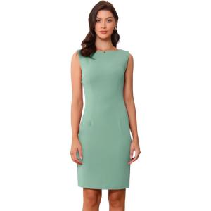 imageAllegra K Sleeveless Sheath Dress for Womens Pencil Boat Neck Business Professional Office DressesLight Green