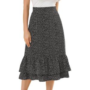 imageAllegra K Womens Printed Skirt 2025 Weekend Trendy Summer Chiffon Ruffle Tiered Flowy Midi SkirtsBlackheart