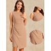 imageAllegra K Business Casual Dress for Womens Boat Neck Sleeveless Ruched Office Summer Pencil DressesKhaki
