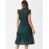 imageAllegra K Casual Chiffon Midi Dress for Womens Sleeveless Smocked Waist Gilding Metallic Stars Party DressesDark Green