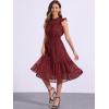 imageAllegra K Casual Chiffon Midi Dress for Womens Sleeveless Smocked Waist Gilding Metallic Stars Party DressesDark Red