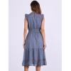 imageAllegra K Casual Chiffon Midi Dress for Womens Sleeveless Smocked Waist Gilding Metallic Stars Party DressesGrey Blue