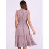 imageAllegra K Casual Chiffon Midi Dress for Womens Sleeveless Smocked Waist Gilding Metallic Stars Party DressesGrey Pink