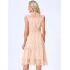 imageAllegra K Casual Chiffon Midi Dress for Womens Sleeveless Smocked Waist Gilding Metallic Stars Party DressesLight Pink Apricot