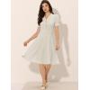 imageAllegra K Peter Pan Collar Dress for Womens Work Puff Sleeve Vintage DressesGrey