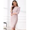 imageAllegra K Tweed Dress for Womens Fall Elegant Boat Neck 34 Sleeve 2025 Work DressPink