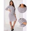 imageAllegra K Tweed Dress for Womens Fall Elegant Boat Neck 34 Sleeve 2025 Work DressWhite Purple