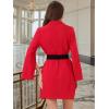 imageAllegra K Womens Elegant Work Dresses Slit Sleeve Belted Double Breasted Business Blazer DressRed