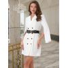 imageAllegra K Womens Elegant Work Dresses Slit Sleeve Belted Double Breasted Business Blazer DressWhite