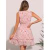imageAllegra K Womens Floral Chiffon Dresses Smocked Mini Sleeveless ALine DressPink Yellow
