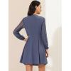 imageAllegra K Womens Retro Sweetheart Neckine Cutout ALine Mesh Sleeve Gothic Mini DressBlue Grey