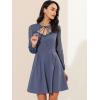 imageAllegra K Womens Retro Sweetheart Neckine Cutout ALine Mesh Sleeve Gothic Mini DressBlue Grey