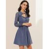 imageAllegra K Womens Retro Sweetheart Neckine Cutout ALine Mesh Sleeve Gothic Mini DressBlue Grey