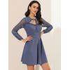 imageAllegra K Womens Retro Sweetheart Neckine Cutout ALine Mesh Sleeve Gothic Mini DressBlue Grey