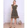 imageAllegra K Womens Summer Floral Dress Flutter Sleeve V Neck Ruffle Casual Beach Vacation Smocked DressesBlack Ditsy