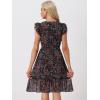imageAllegra K Womens Summer Floral Dress Flutter Sleeve V Neck Ruffle Casual Beach Vacation Smocked DressesBlack Red