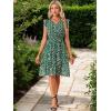 imageAllegra K Womens Summer Floral Dress Flutter Sleeve V Neck Ruffle Casual Beach Vacation Smocked DressesGreen