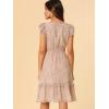 imageAllegra K Womens Summer Floral Dress Flutter Sleeve V Neck Ruffle Casual Beach Vacation Smocked DressesPink