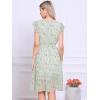 imageAllegra K Womens Summer Floral Dress Flutter Sleeve V Neck Ruffle Casual Beach Vacation Smocked DressesWhite Green