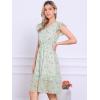 imageAllegra K Womens Summer Floral Dress Flutter Sleeve V Neck Ruffle Casual Beach Vacation Smocked DressesWhite Green
