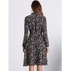 imageAllegra K Womens Tie Neck Dresses Chiffon Long Sleeve Belted Vintage Floral DressBlacks