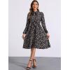 imageAllegra K Womens Tie Neck Dresses Chiffon Long Sleeve Belted Vintage Floral DressBlacks