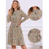 imageAllegra K Womens Tie Neck Dresses Chiffon Long Sleeve Belted Vintage Floral DressBlue Yellow