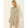 imageAllegra K Womens Tie Neck Dresses Chiffon Long Sleeve Belted Vintage Floral DressNavy Yellow