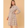 imageAllegra K Womens Tie Neck Dresses Chiffon Long Sleeve Belted Vintage Floral DressPink