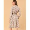 imageAllegra K Womens Tie Neck Dresses Chiffon Long Sleeve Belted Vintage Floral DressPink