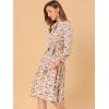 imageAllegra K Womens Tie Neck Dresses Chiffon Long Sleeve Belted Vintage Floral DressPink