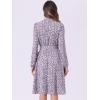 imageAllegra K Womens Tie Neck Dresses Chiffon Long Sleeve Belted Vintage Floral DressPurples
