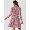 imageAllegra K Womens Tie Neck Dresses Chiffon Long Sleeve Belted Vintage Floral DressRed
