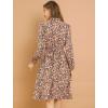imageAllegra K Womens Tie Neck Dresses Chiffon Long Sleeve Belted Vintage Floral DressYellow