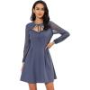imageAllegra K Womens Retro Sweetheart Neckine Cutout ALine Mesh Sleeve Gothic Mini DressBlue Grey