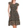 imageAllegra K Womens Summer Floral Dress Flutter Sleeve V Neck Ruffle Casual Beach Vacation Smocked DressesBlack Ditsy