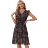imageAllegra K Womens Summer Floral Dress Flutter Sleeve V Neck Ruffle Casual Beach Vacation Smocked DressesBlack Red