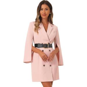 imageAllegra K Womens Elegant Work Dresses Slit Sleeve Belted Double Breasted Business Blazer DressPink