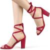imageAllegra K Womens Lace Up High Block Heeled SandalsRed