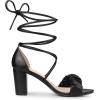 imageAllegra K Womens Lace Up Ruched Strap Chunky Heels Strappy SandalsBlack