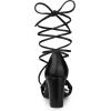 imageAllegra K Womens Lace Up Ruched Strap Chunky Heels Strappy SandalsBlack
